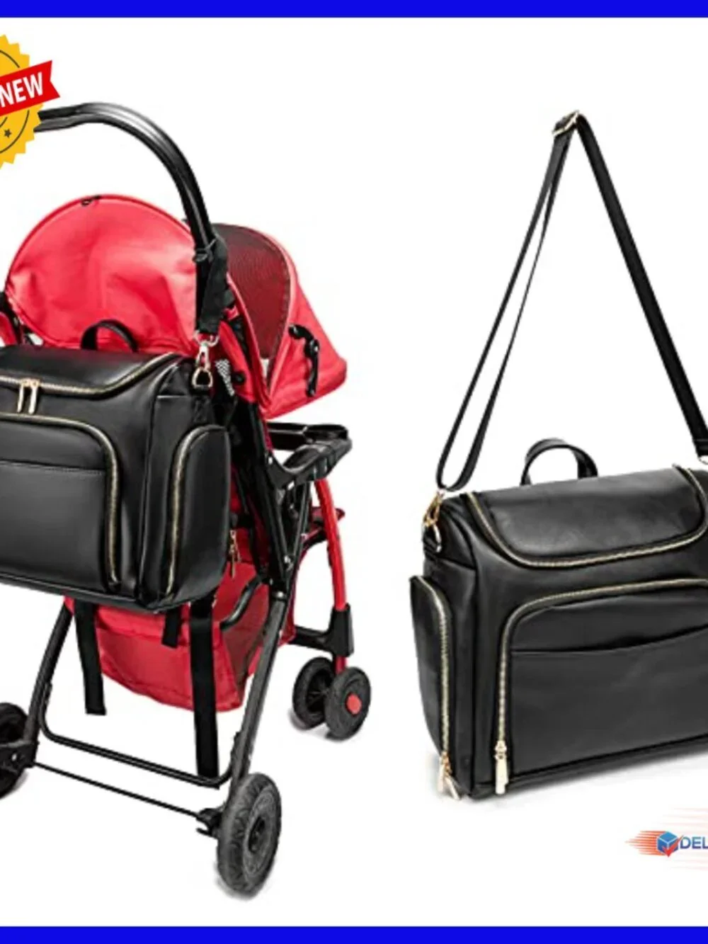Leather Diaper Backpack with Changing Pad - Large Capacity Multi-Function Baby